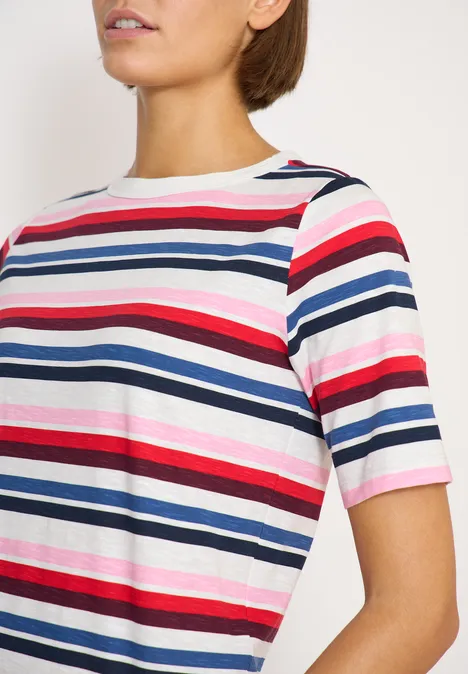 Kurzarm Shirt mit Multicolor Streifen universal blue