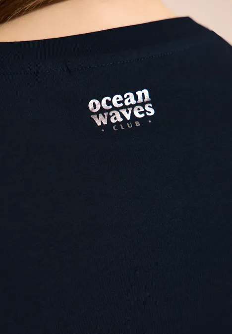 T-shirt à col rond avec wording universal blue