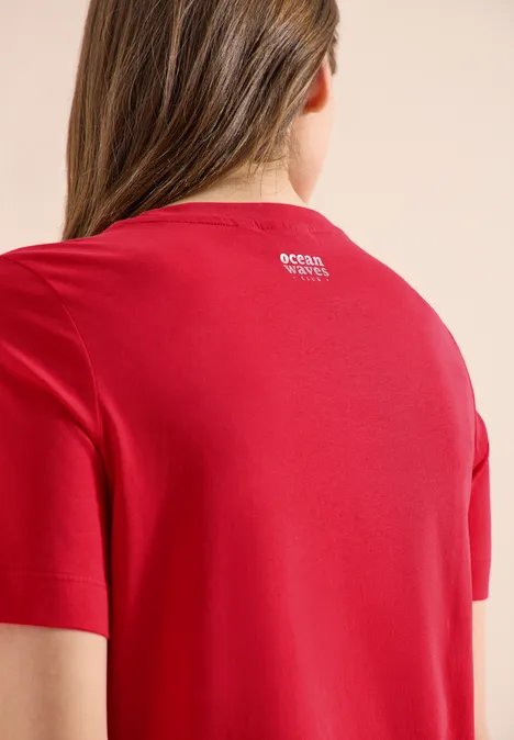 T-shirt à col rond avec wording glazed apple red