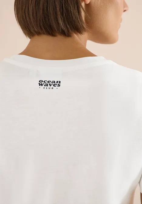 T-shirt à col rond et imprimé marin vanilla white