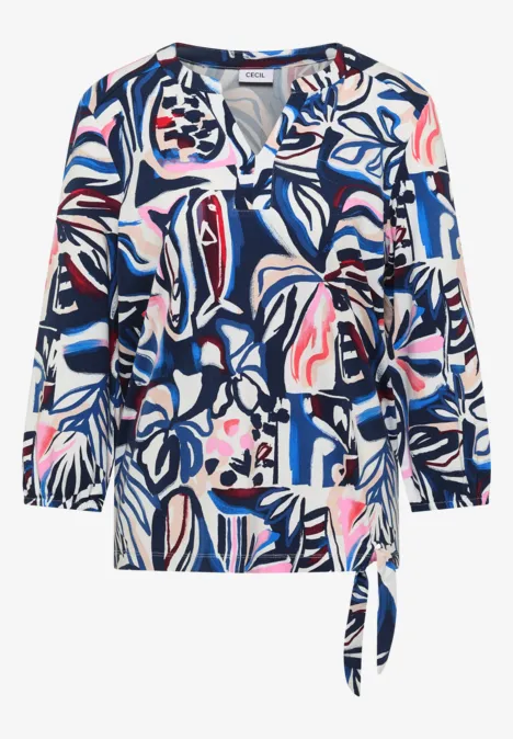 T-shirt à manches 3/4 avec détail de nœuds universal blue