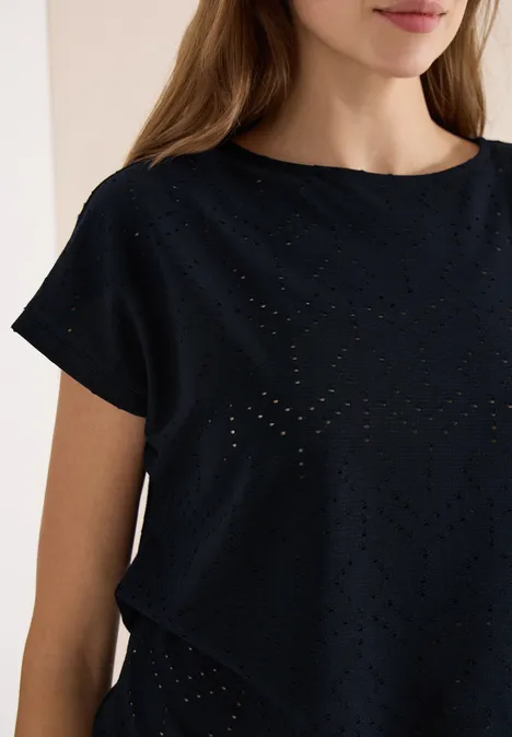 T-shirt avec col ajouré universal blue