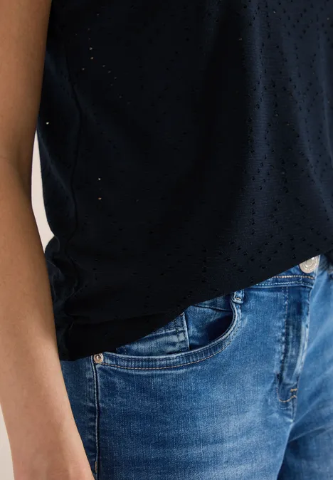 T-shirt avec col ajouré universal blue