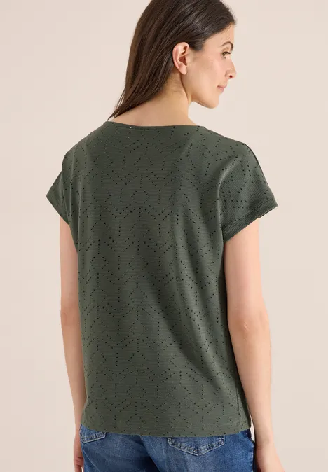 T-shirt avec col ajouré khaki T-shirt avec col ajouré khaki