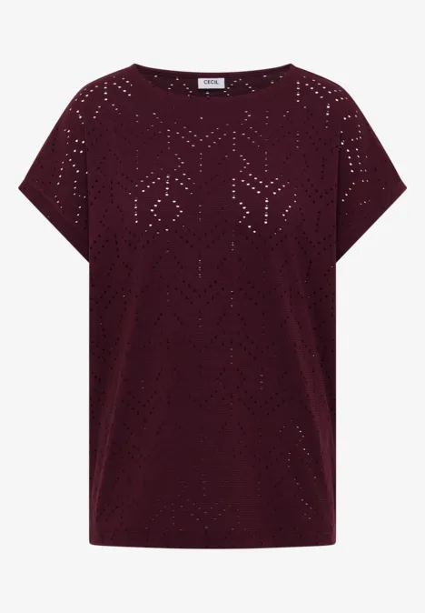 T-shirt avec col ajouré sweet grape red