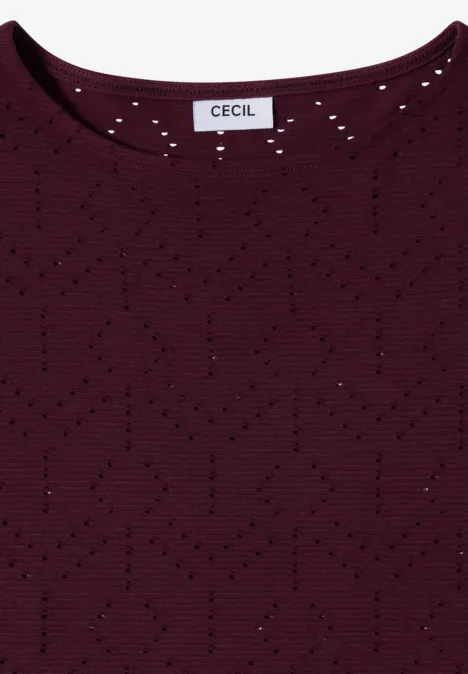 T-shirt avec col ajouré sweet grape red