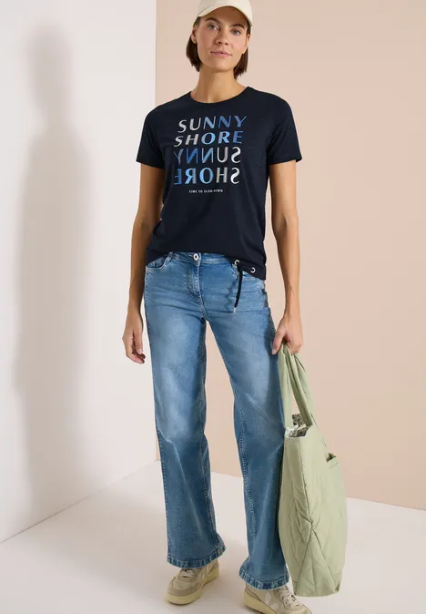 Shirt met korte mouwen en burn-out look universal blue Shirt met korte mouwen en burn-out look universal blue