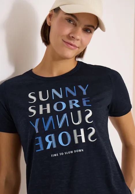 Shirt met korte mouwen en burn-out look universal blue Shirt met korte mouwen en burn-out look universal blue