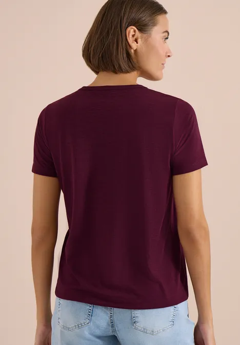 Kurzarm Shirt in Ausbrenner-Optik sweet grape red