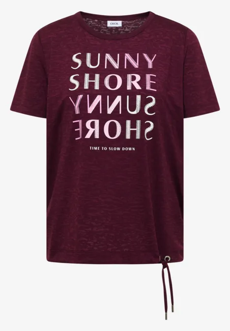 Kurzarm Shirt in Ausbrenner-Optik sweet grape red