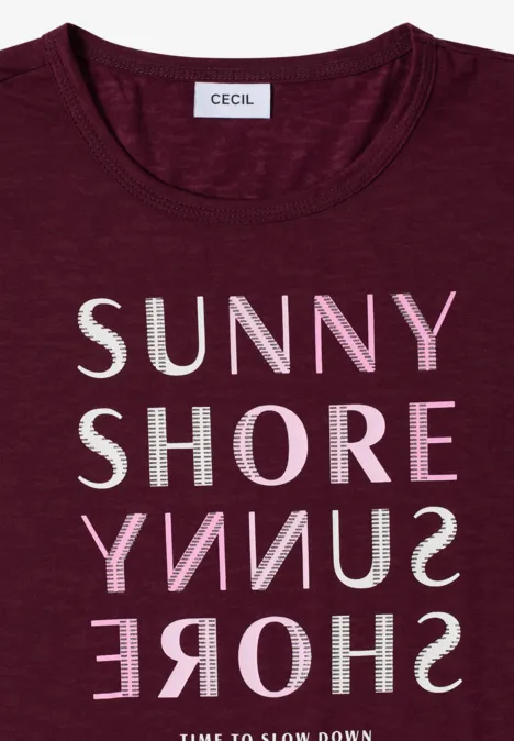 Kurzarm Shirt in Ausbrenner-Optik sweet grape red