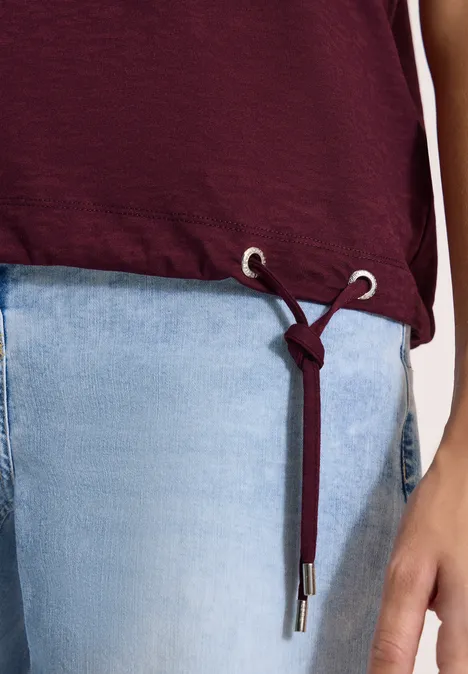 Kurzarm Shirt in Ausbrenner-Optik sweet grape red