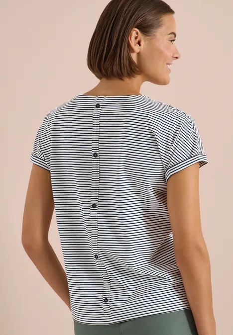 Kurzarm Shirt mit Boatneck und Knöpfen universal blue