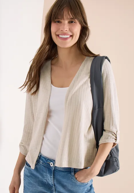 Veste à manches 3/4 en tricot pearl beige