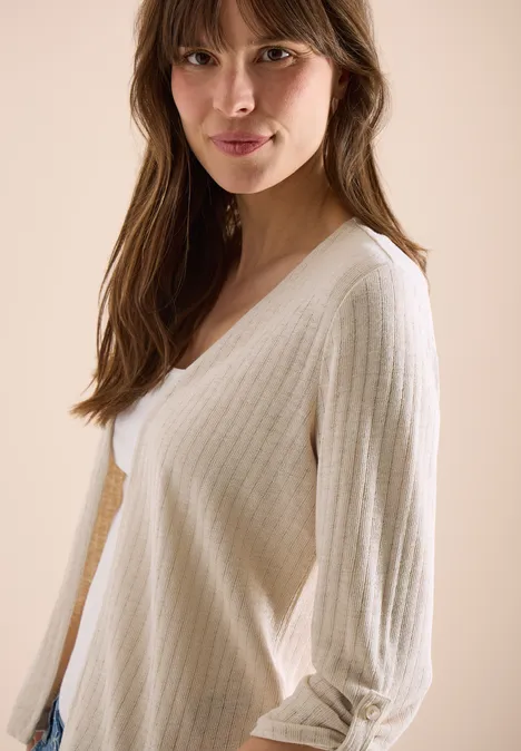 Veste à manches 3/4 en tricot pearl beige