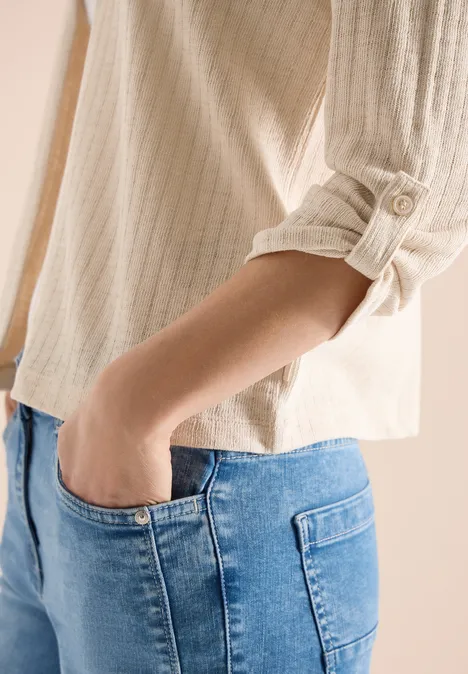 Veste à manches 3/4 en tricot pearl beige