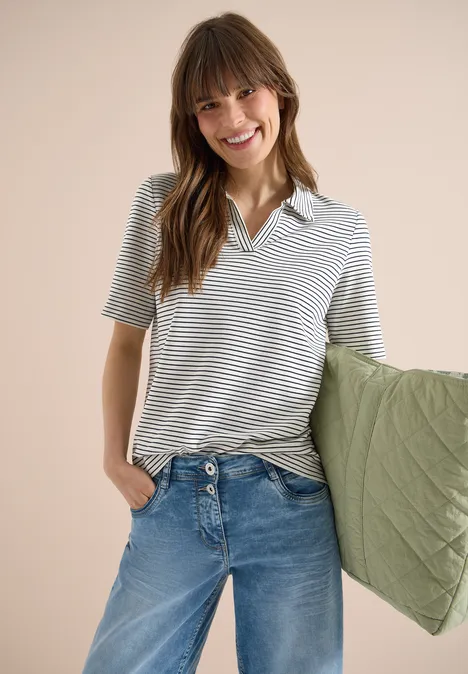 Kurzarm Poloshirt mit Streifen universal blue