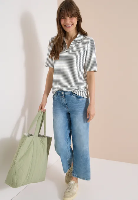 Kurzarm Poloshirt mit Streifen universal blue