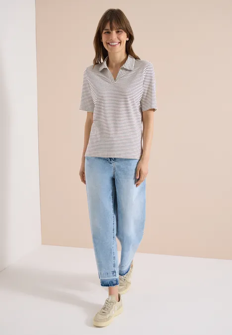 Kurzarm Poloshirt mit Streifen sweet grape red