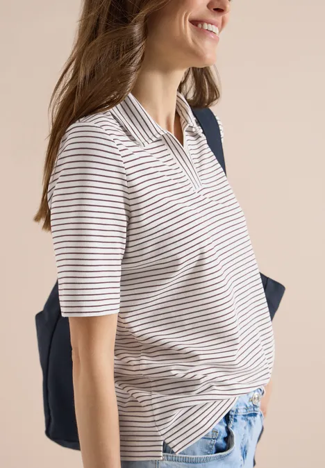 Kurzarm Poloshirt mit Streifen sweet grape red