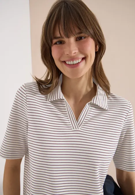 Kurzarm Poloshirt mit Streifen sweet grape red