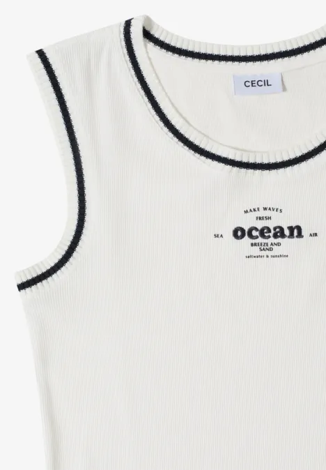 Top met ronde hals en contrasterende details vanilla white Top met ronde hals en contrasterende details vanilla white