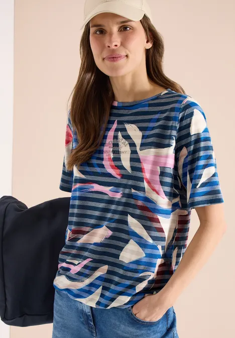 Kurzarm Shirt mit Ausbrennerstreifen universal blue