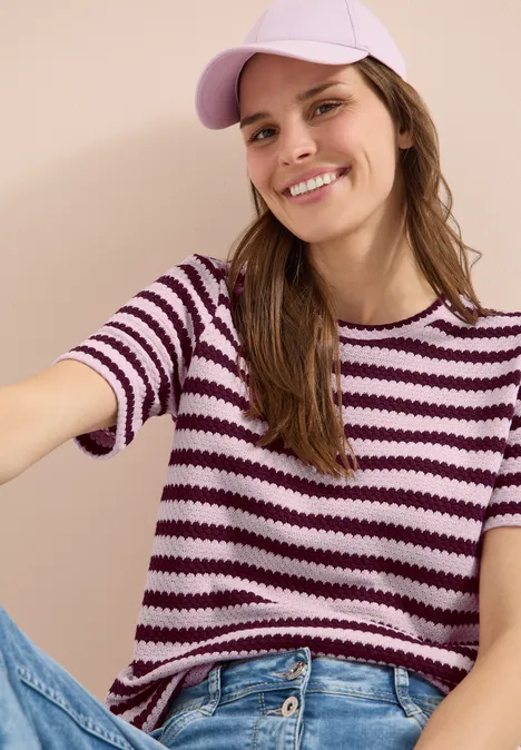 T-shirt à col rond en look ajouré light blush rose T-shirt à col rond en look ajouré light blush rose