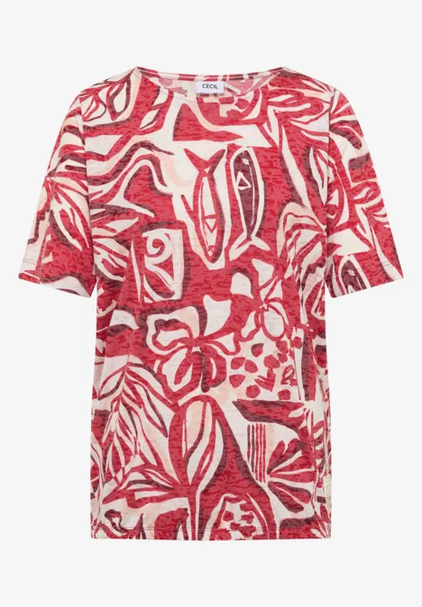 Shirt met burn-out look glazed apple red