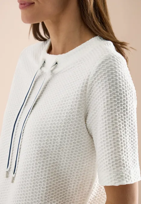 T-Shirt mit Rundhals mit Tunnelzug vanilla white T-Shirt mit Rundhals mit Tunnelzug vanilla white