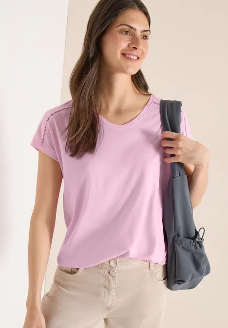 T-shirt avec col en V et détail en dentelle light blush rose T-shirt avec col en V et détail en dentelle light blush rose