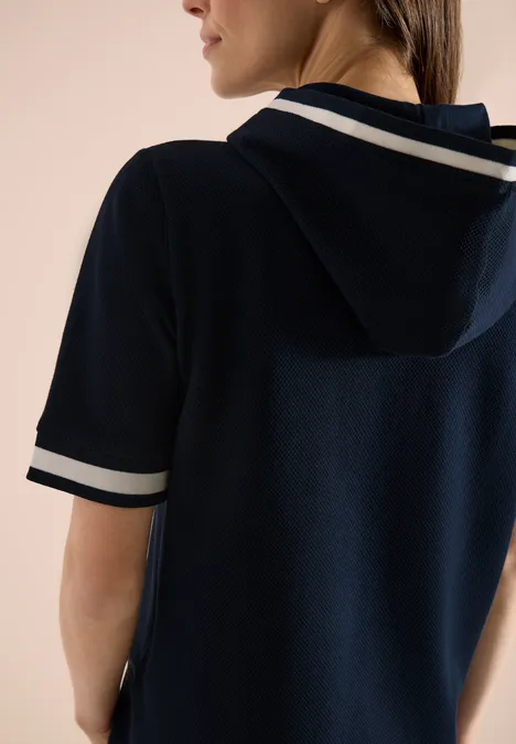 T-shirt à manches courtes avec capuche et détails côtelés universal blue