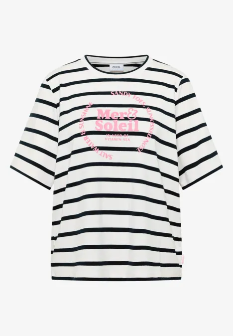 Kurzarm Shirt mit Rundhals und Streifen universal blue