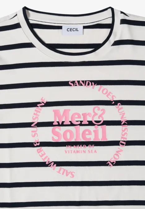 Kurzarm Shirt mit Rundhals und Streifen universal blue