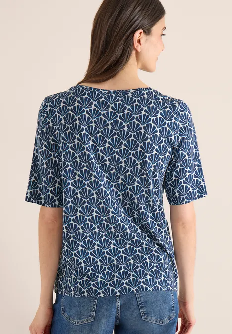 T-Shirt mit Rundhals und Muschelprint universal blue