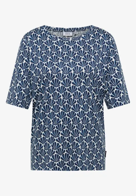 T-Shirt mit Rundhals und Muschelprint universal blue