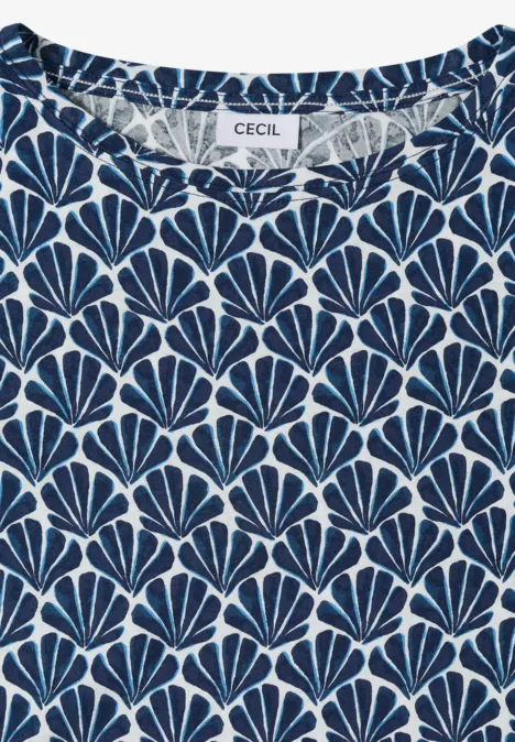 T-Shirt mit Rundhals und Muschelprint universal blue