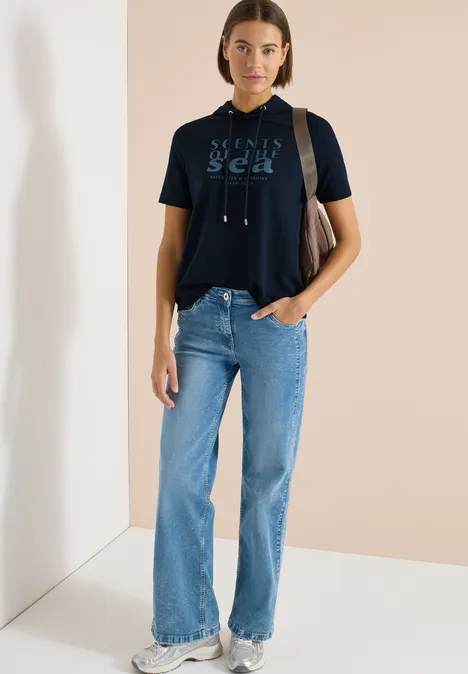 Shirt met korte mouwen, capuchon en tekst universal blue Shirt met korte mouwen, capuchon en tekst universal blue