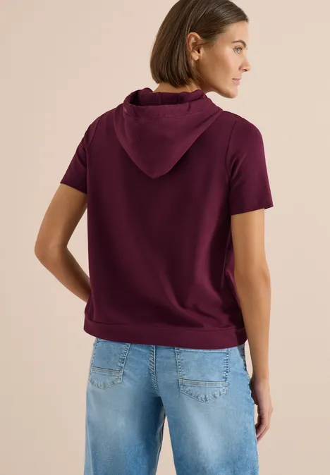 Shirt met korte mouwen, capuchon en tekst sweet grape red Shirt met korte mouwen, capuchon en tekst sweet grape red