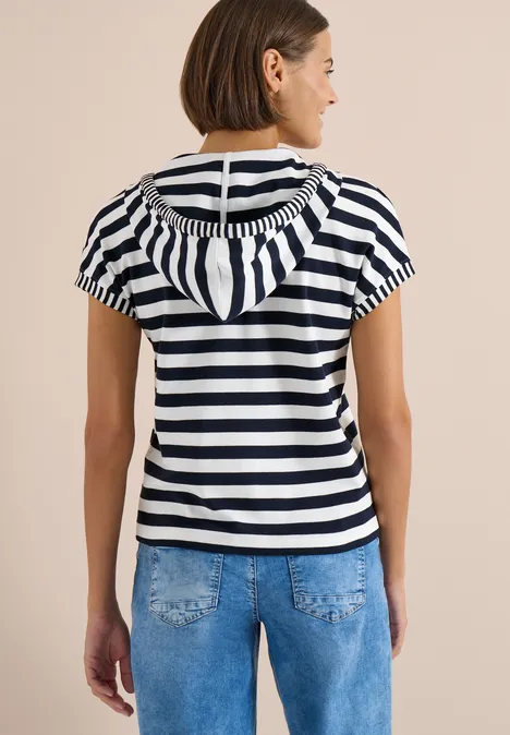 Kurzarm Shirt mit Kapuze und Streifen universal blue
