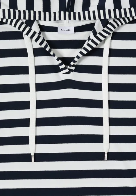 Kurzarm Shirt mit Kapuze und Streifen universal blue