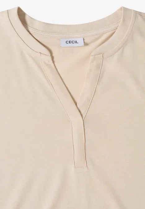 Shirt mit Split Neck im Tunika-Look pearl beige