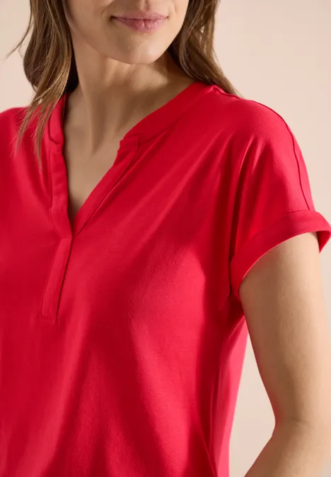 Shirt mit Split Neck im Tunika-Look glazed apple red