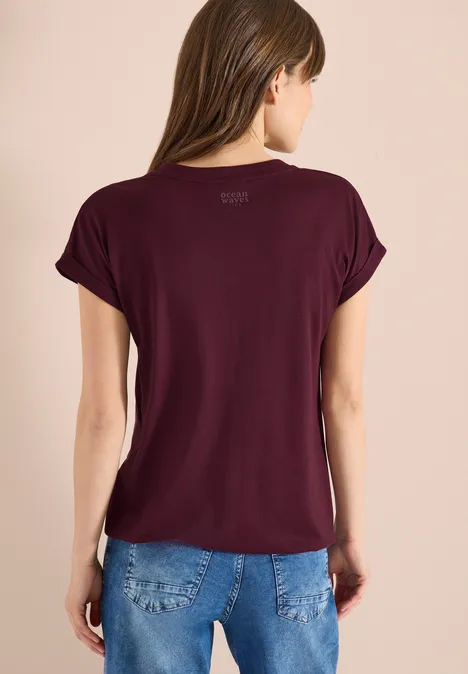 Shirt mit Split Neck im Tunika-Look sweet grape red