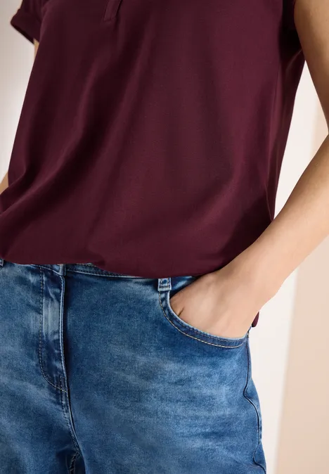 Shirt mit Split Neck im Tunika-Look sweet grape red