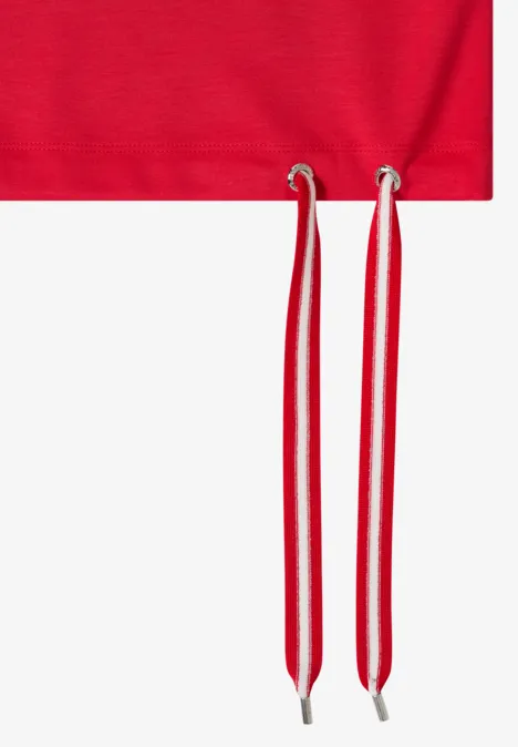 T-Shirt mit Rundhals und Raffung glazed apple red