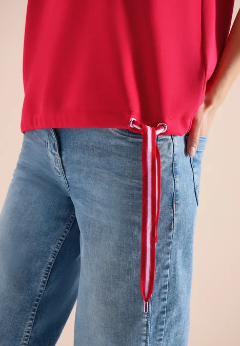 T-Shirt mit Rundhals und Raffung glazed apple red