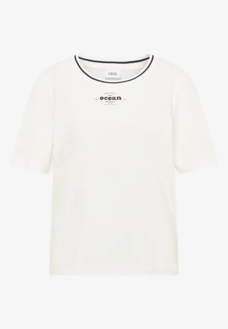 T-Shirt mit Rippdetails vanilla white