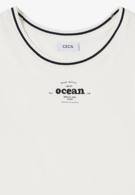 T-Shirt mit Rippdetails vanilla white