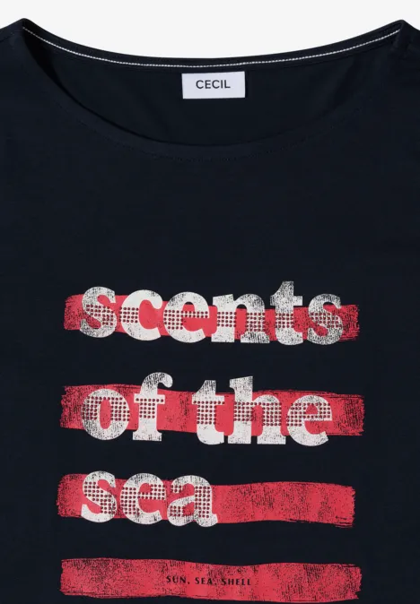 T-shirt avec boatneck et wording universal blue